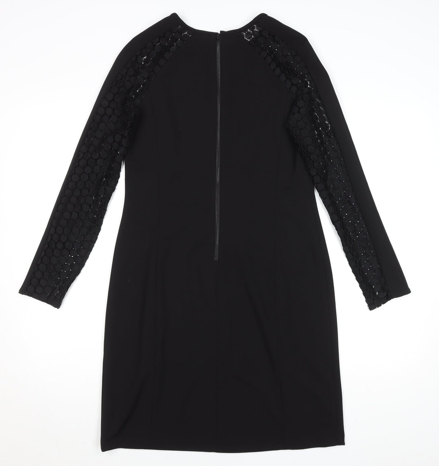 Donna Ricco Women's Black Lace Sleeve Sheath Dress Size 8