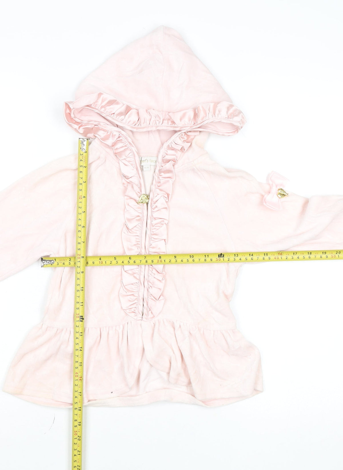 Angel's Face Girls Pink Velour Ruffle Zip Hoodie 6-7 Years