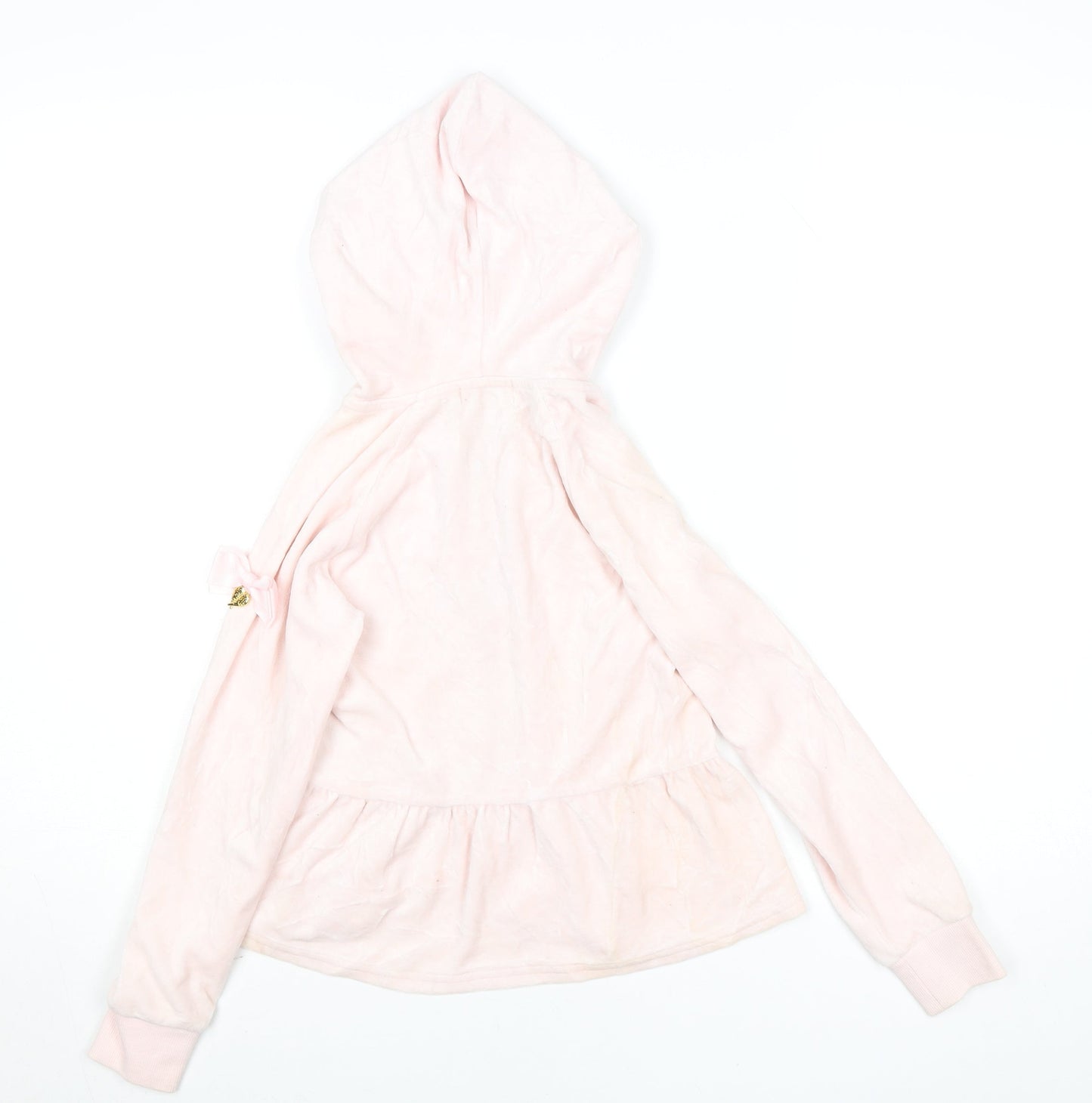 Angel's Face Girls Pink Velour Ruffle Zip Hoodie 6-7 Years