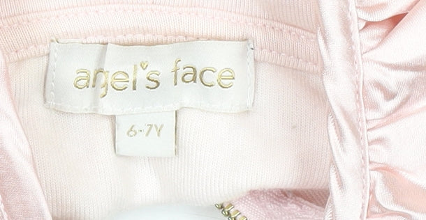 Angel's Face Girls Pink Velour Ruffle Zip Hoodie 6-7 Years