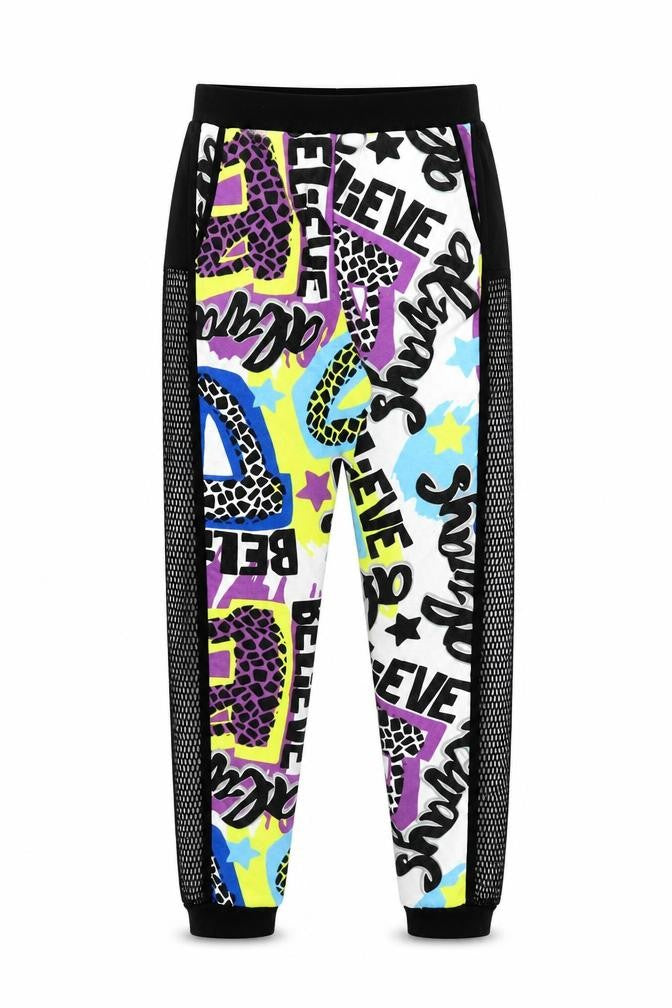 Souchi Unisex Multicoloured Graphic Jogger Trousers Size M