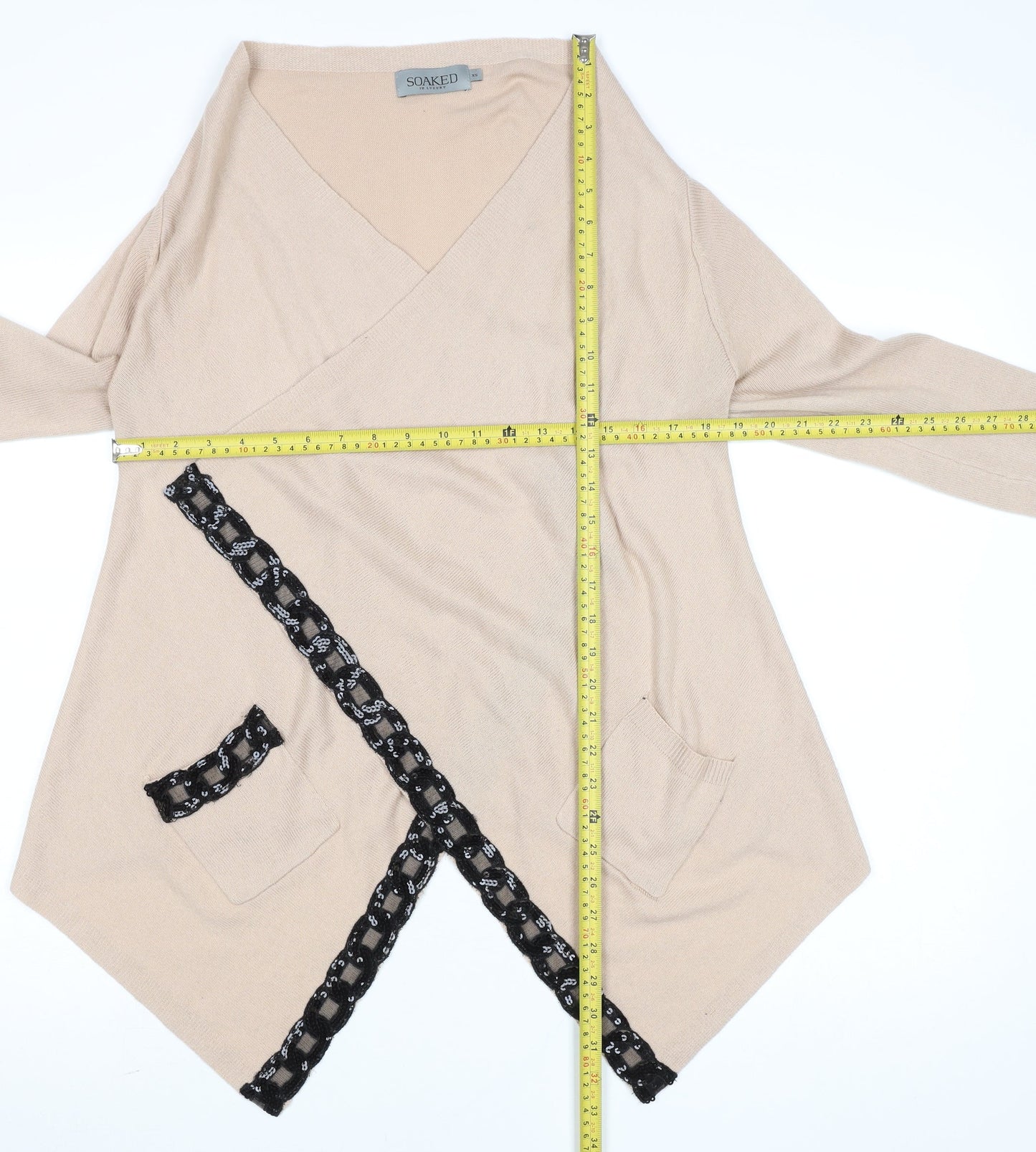 Soaked in Luxury Women’s Beige Wrap Cardigan XS V-Neck Knit