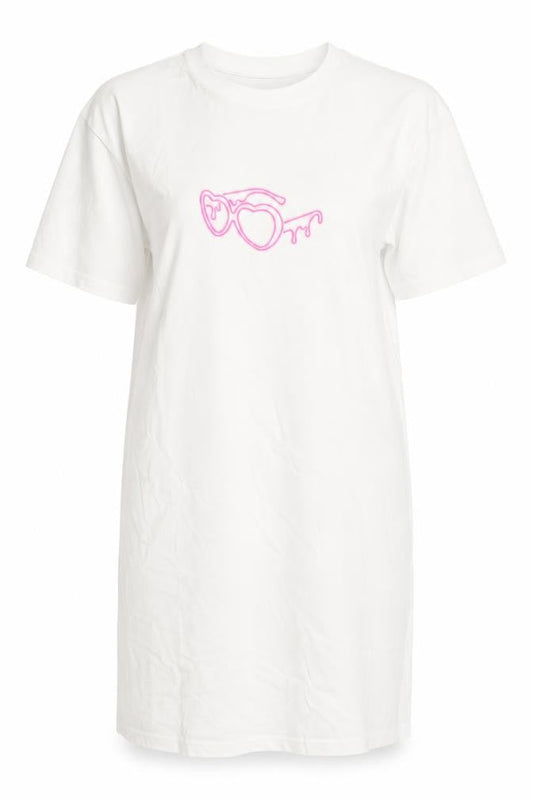 I Saw It First Love Island White Cotton Women's Small T-Shirt Dress