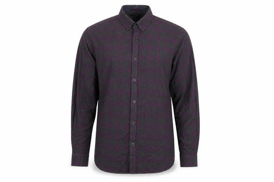 Ted Baker London Men's Purple Check Long Sleeve Cotton Button-Up Shirt Size L