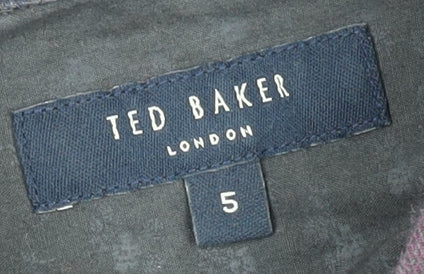 Ted Baker London Men's Purple Check Long Sleeve Cotton Button-Up Shirt Size L