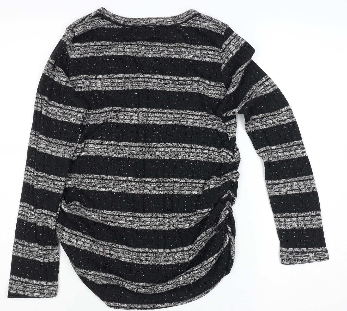 Edista Los Angeles Women’s Black Striped V-Neck Knit Jumper Size S