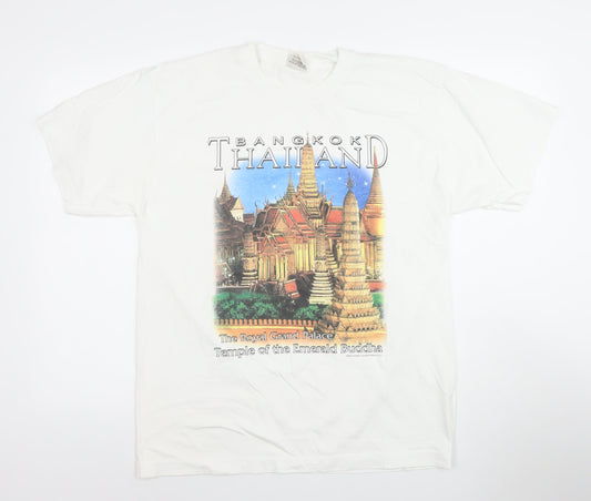 Joligolf Men's White Bangkok Thailand Graphic Cotton T-Shirt L Vintage