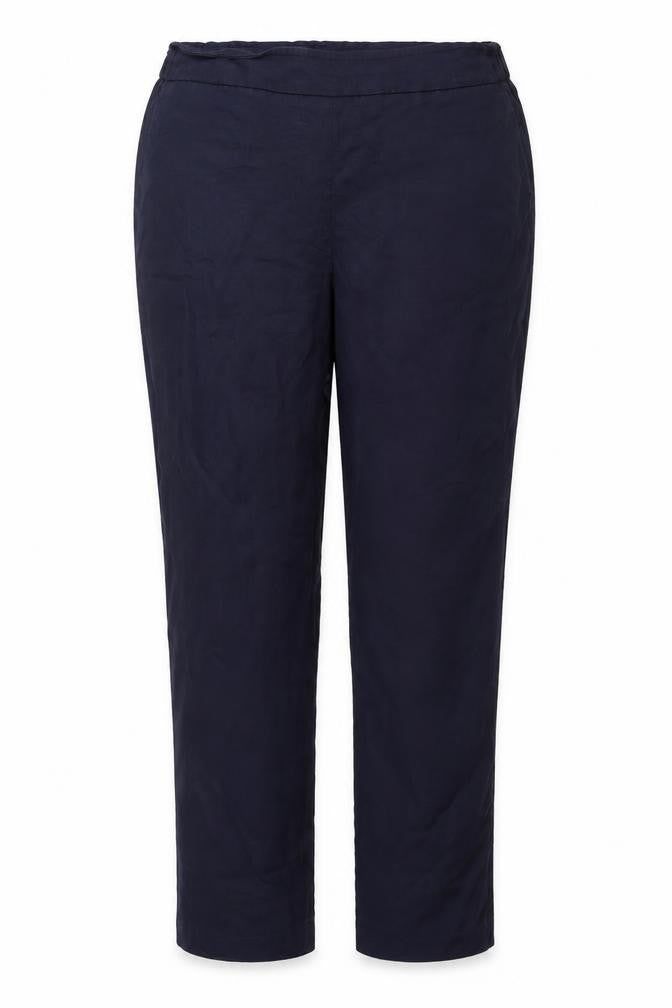 Punt Roma Women's Blue Elastic Waist Crepe Trousers Size M