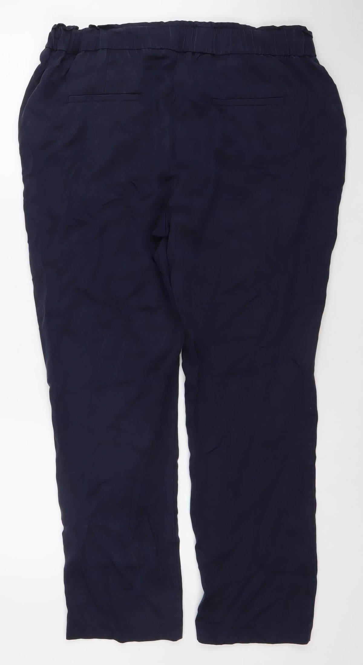 Punt Roma Women's Blue Elastic Waist Crepe Trousers Size M