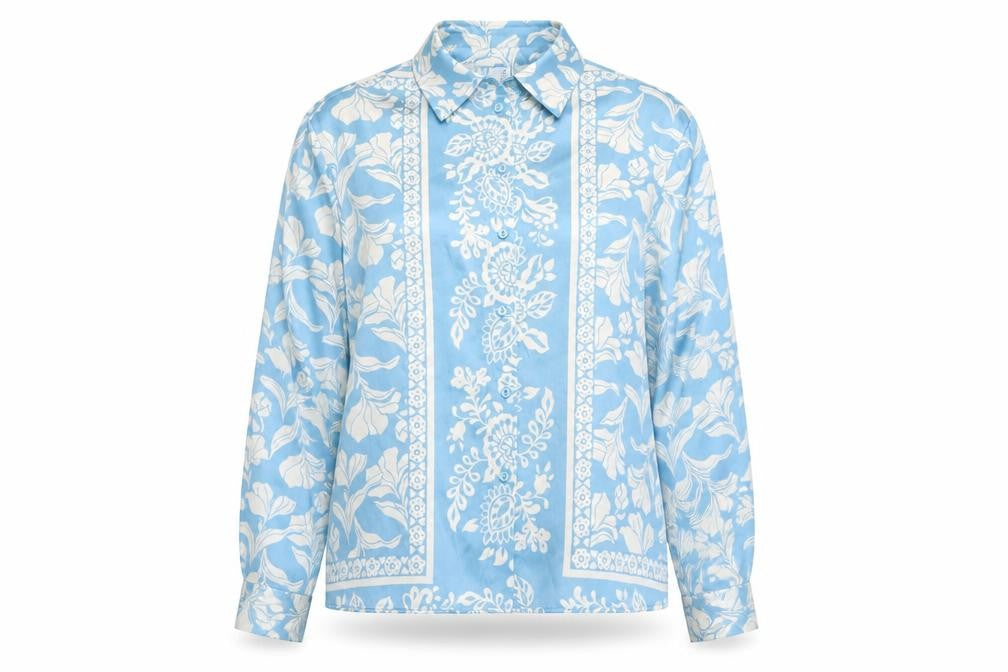 Callery Women’s Blue Floral Long Sleeve Button-Up Shirt UK 8