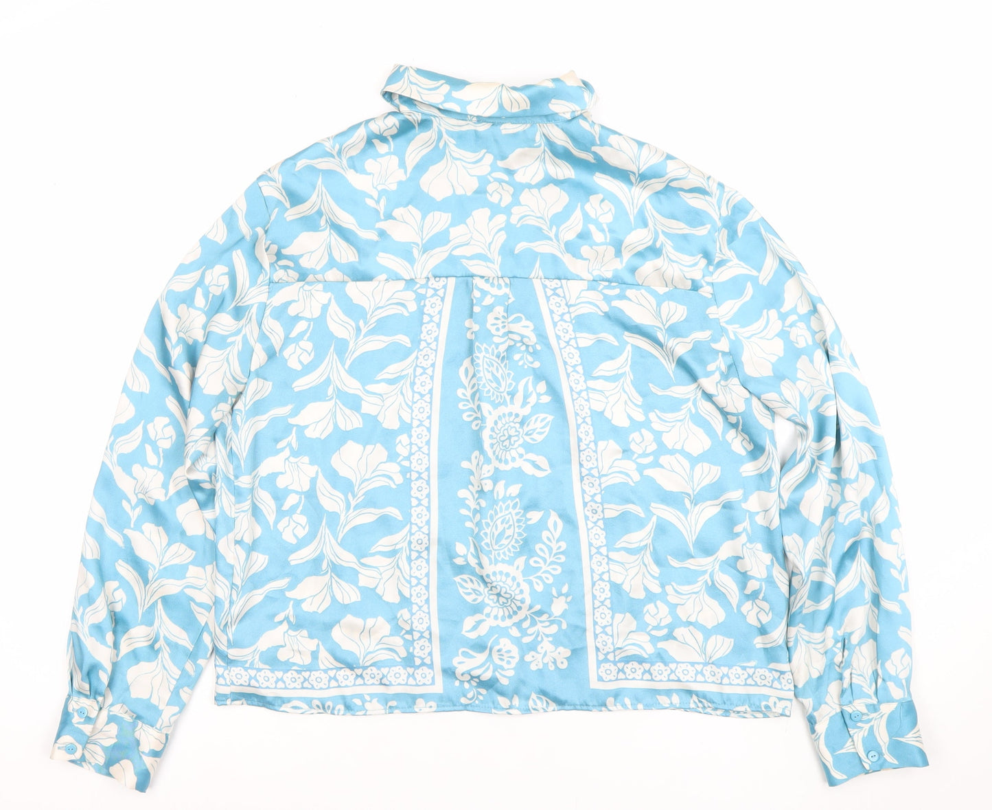 Callery Women’s Blue Floral Long Sleeve Button-Up Shirt UK 8