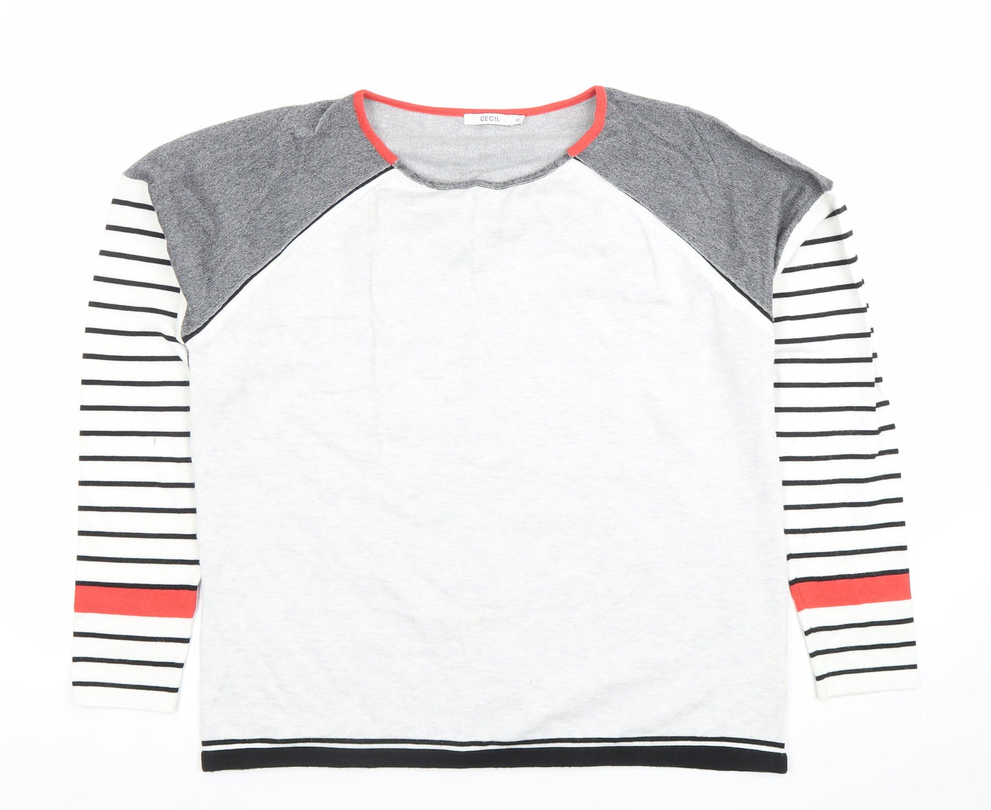 Cecil Women's Multicoloured Striped Crew Neck Long Sleeve Jumper M