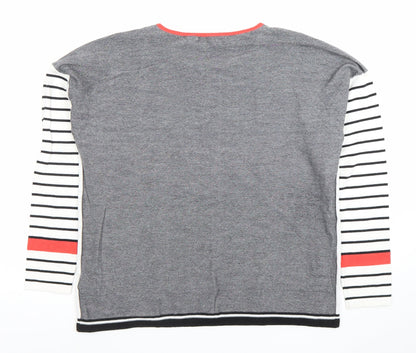 Close-up detail of Cecil Women's Multicoloured Striped Crew Neck Long Sleeve Jumper M
