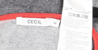 Brand and care label for Cecil Women's Multicoloured Striped Crew Neck Long Sleeve Jumper M