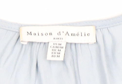 Maison d'Amélie Women’s Blue Long Sleeve V-Neck Blouse UK M