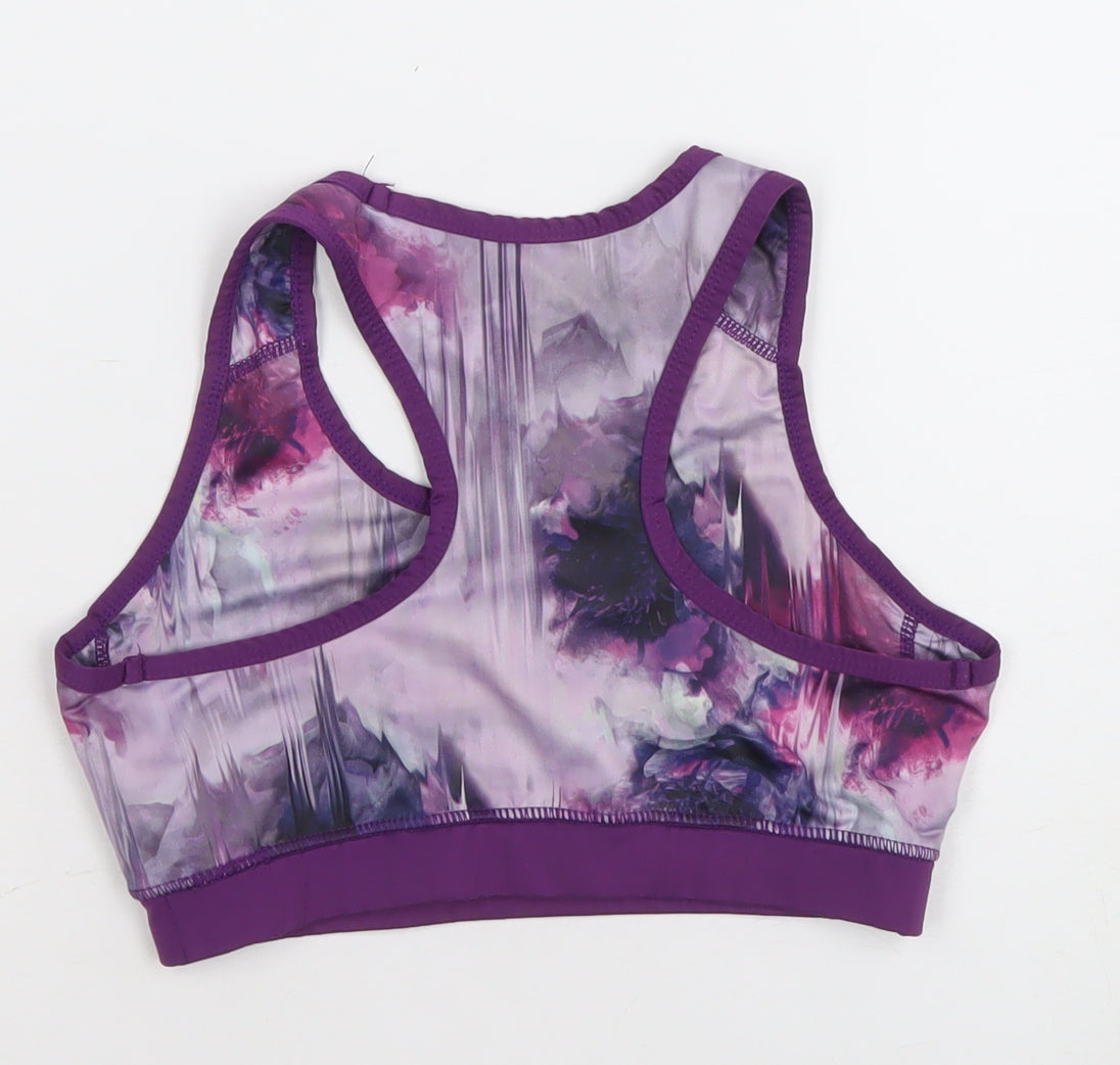 USA Pro Women's Purple Abstract Racerback Sports Bra Size 13-14 Medium Support