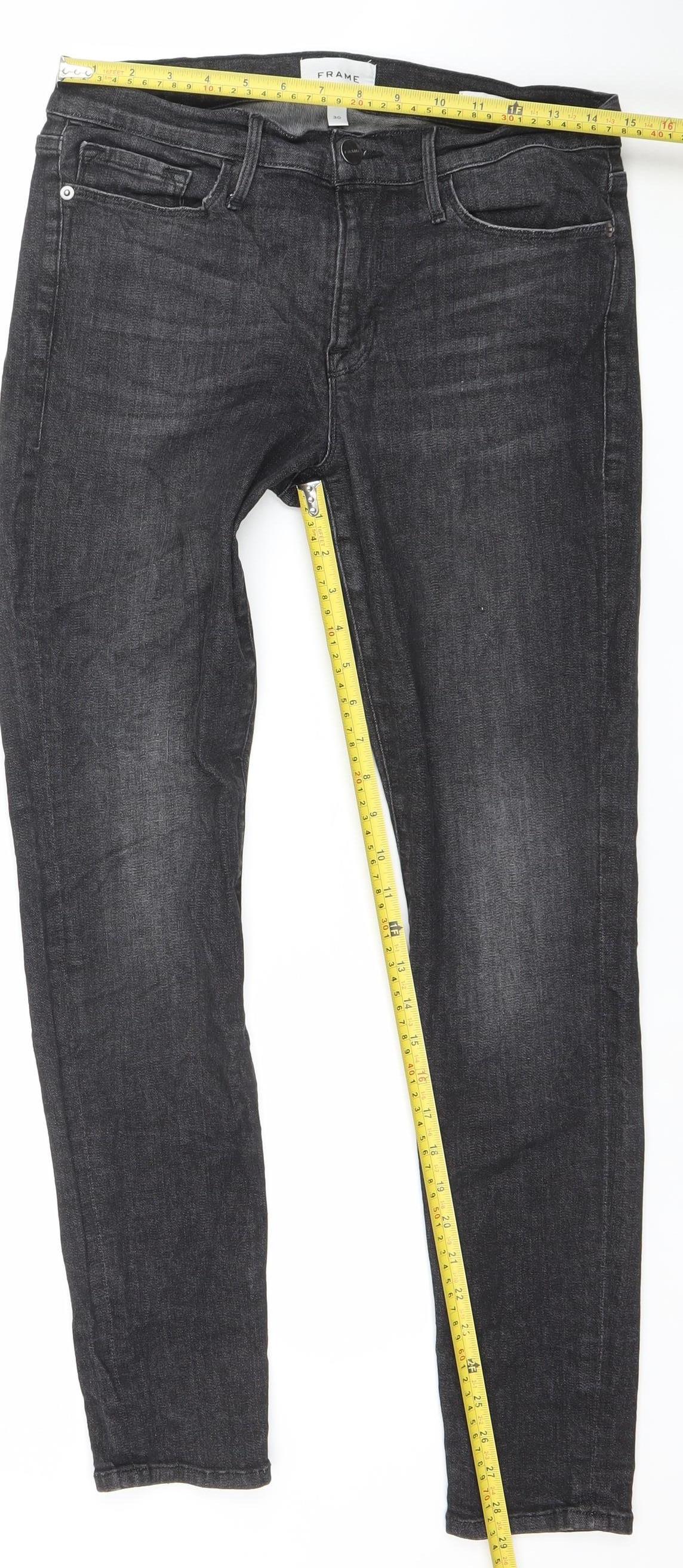 FRAME Womens Black Skinny Jeans Size 30 Slim Fit Mid Rise Denim