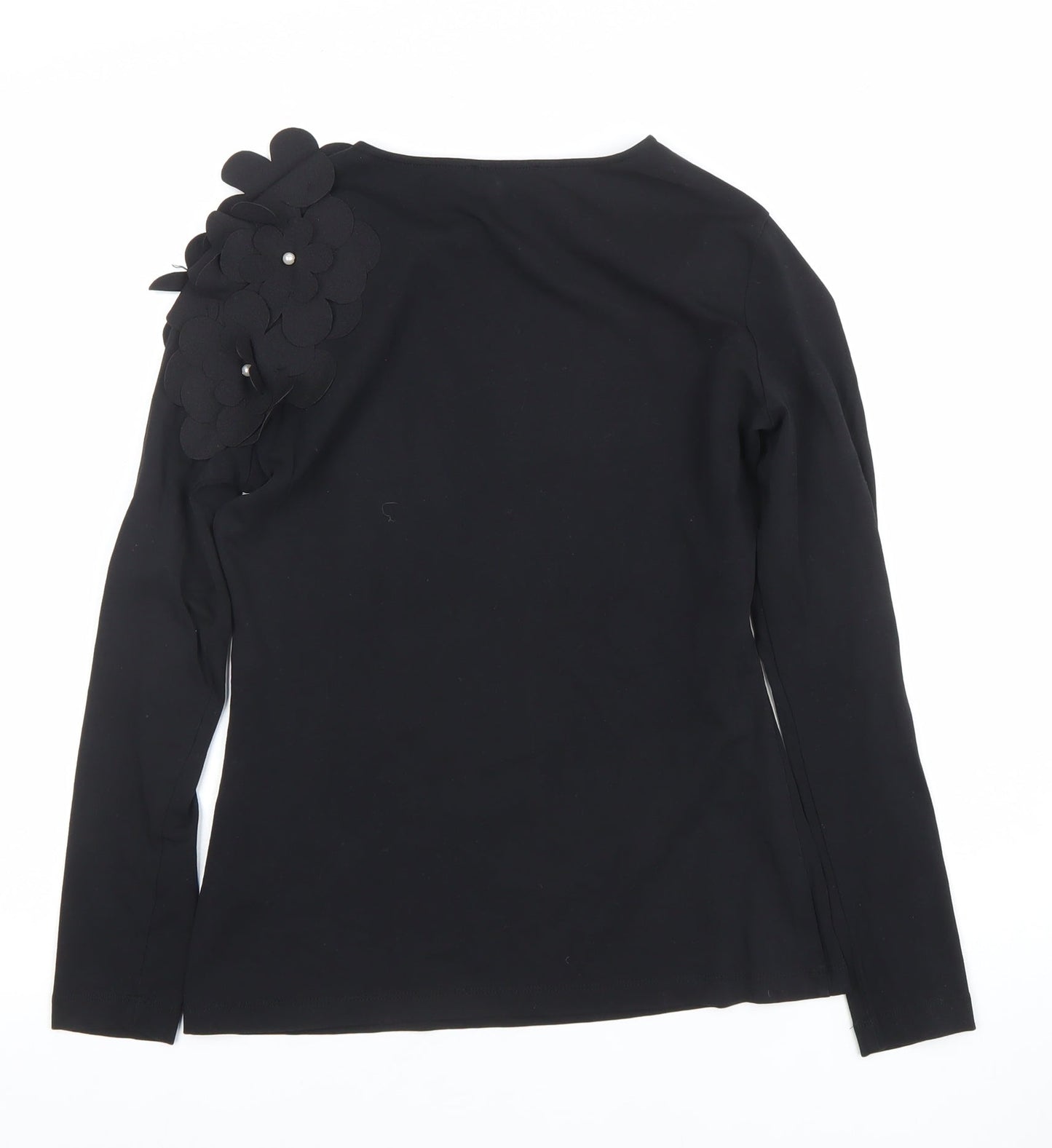Savida Women’s Black Floral Shoulder Long Sleeve Blouse Size 10