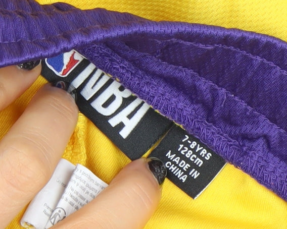 NBA Boys Yellow Los Angeles Lakers James 23 Athletic Basketball Shorts 7-8Y
