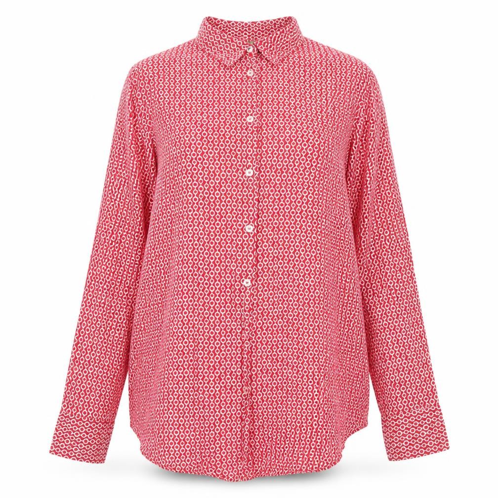 United Colors of Benetton Women's Red Geometric Button-Up Shirt Size S