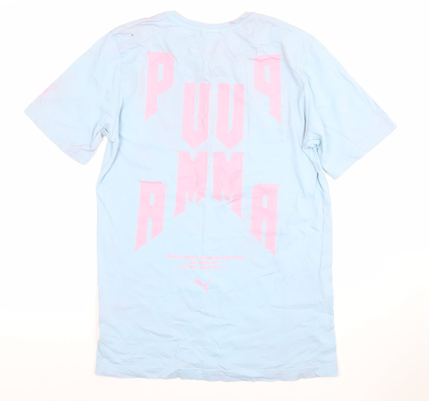 Puma Men Blue XS Graphic Sports Cotton Crew Neck T-Shirt