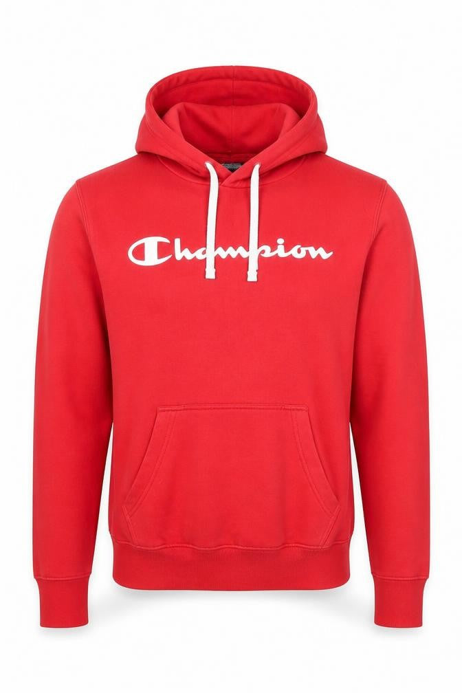 Champion Mens Red Pullover Hoodie Small Logo Fleece Sweatshirt