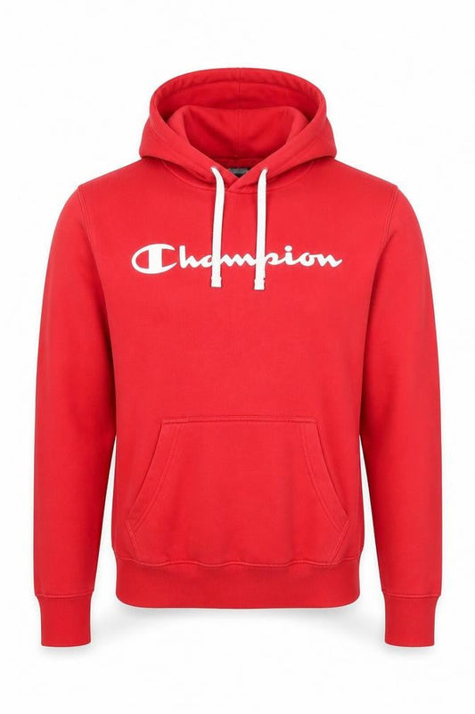 Champion Mens Red Pullover Hoodie Small Logo Fleece Sweatshirt