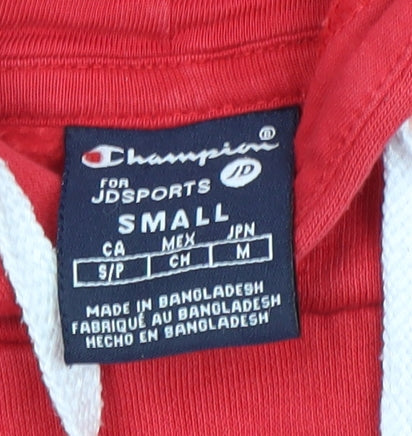Champion Mens Red Pullover Hoodie Small Logo Fleece Sweatshirt