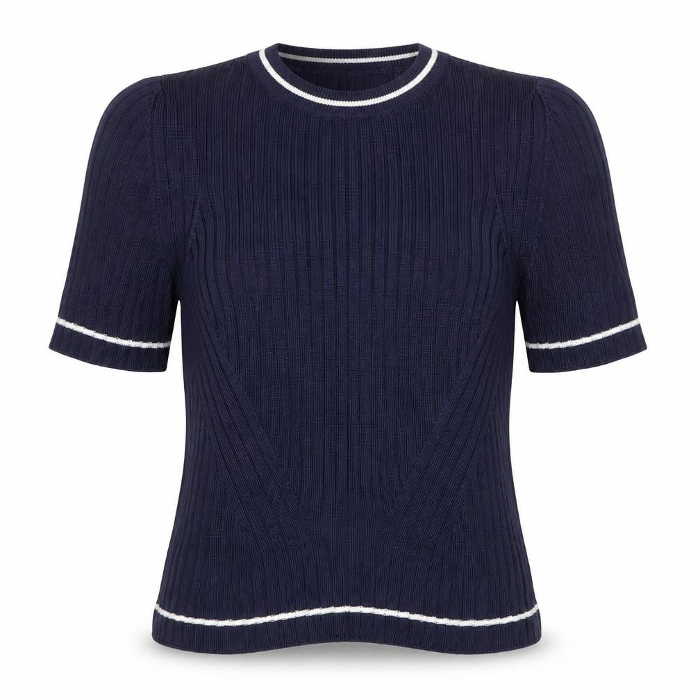Zara Knit Women's Blue Short Sleeve Cotton Blend Top Size S