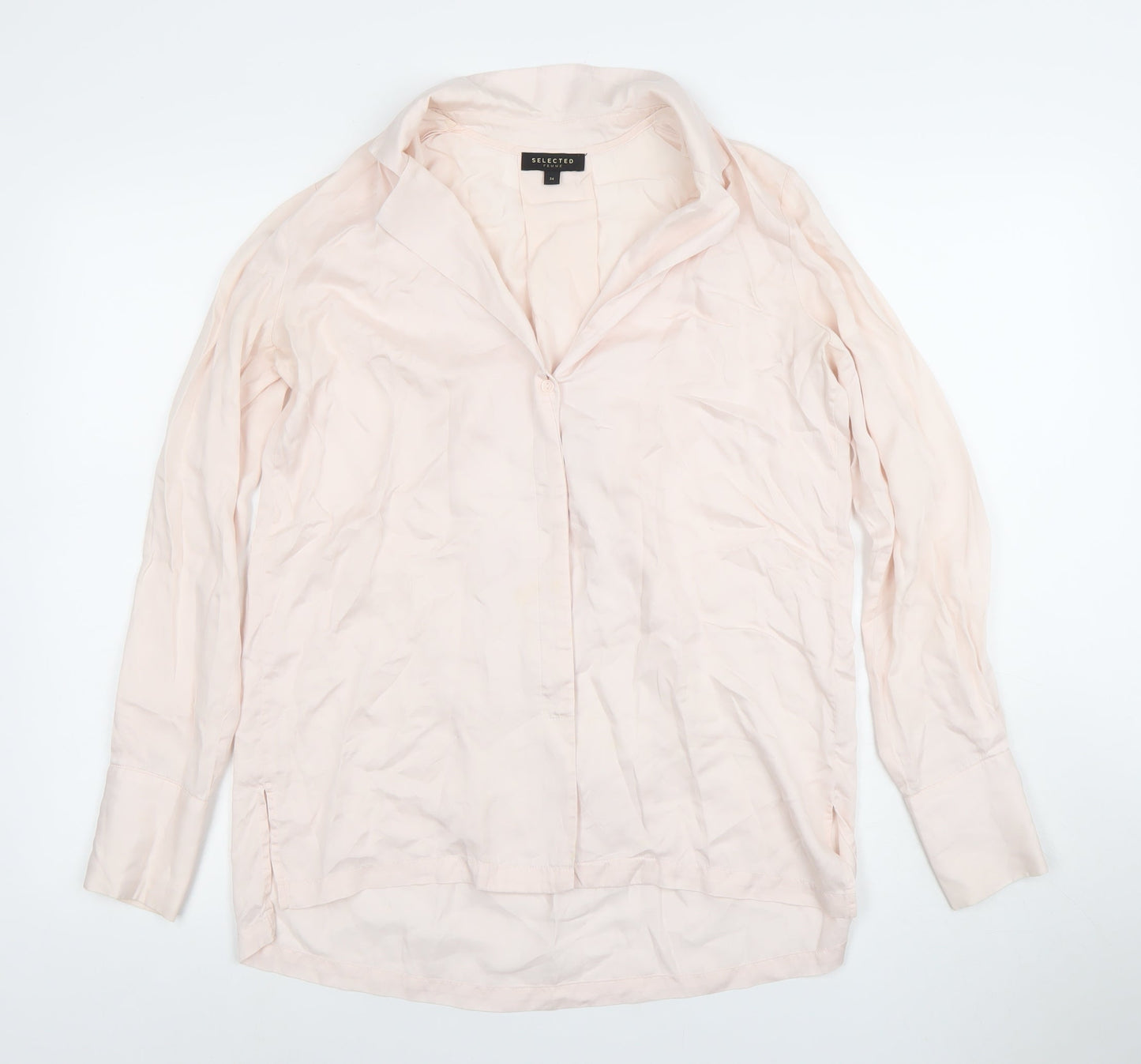 Selected Femme Women’s Ivory Button-Up Cotton Shirt Size 6