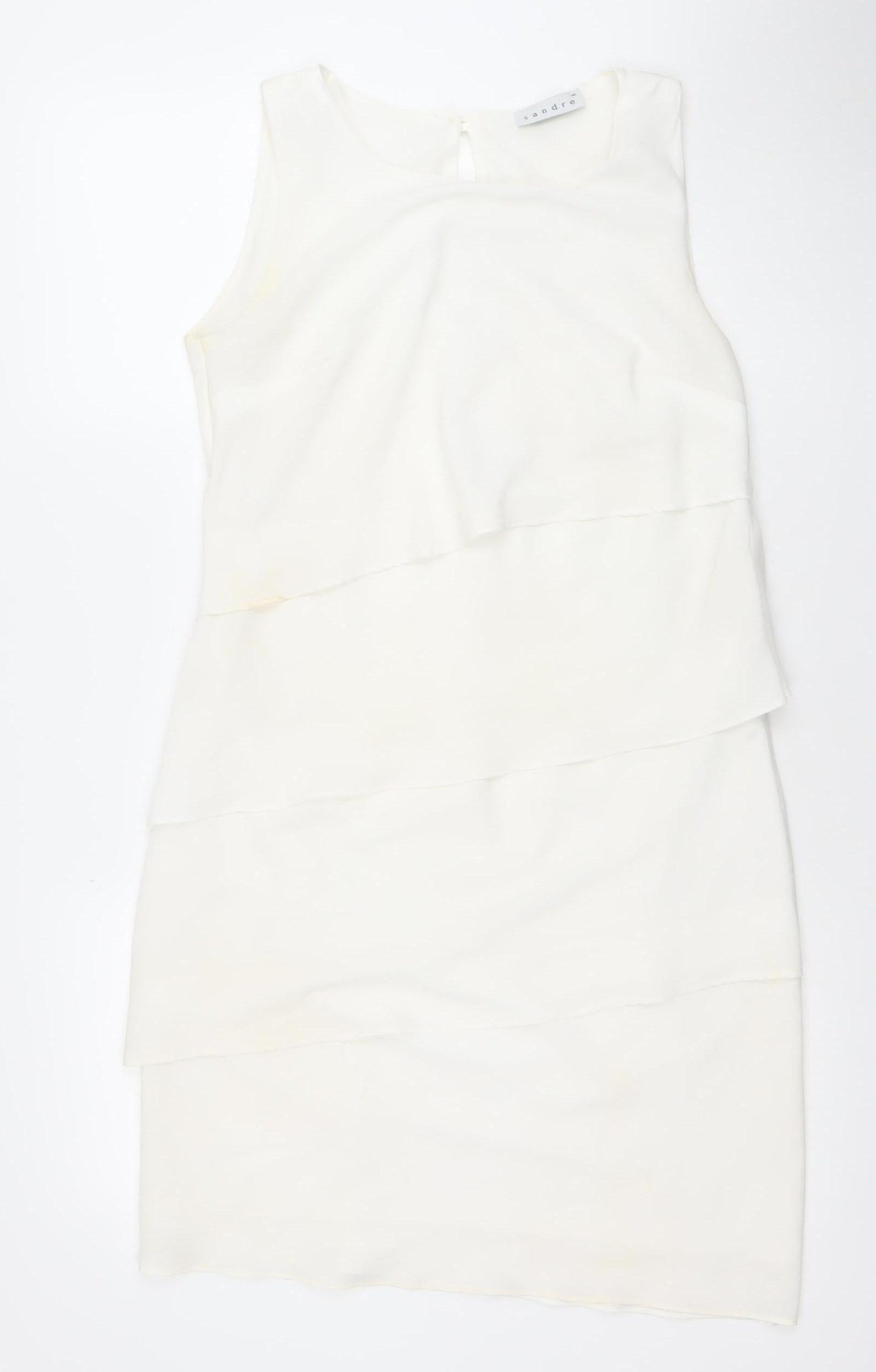 Sandre Women’s Ivory Sleeveless Sheath Dress Size 12 Formal