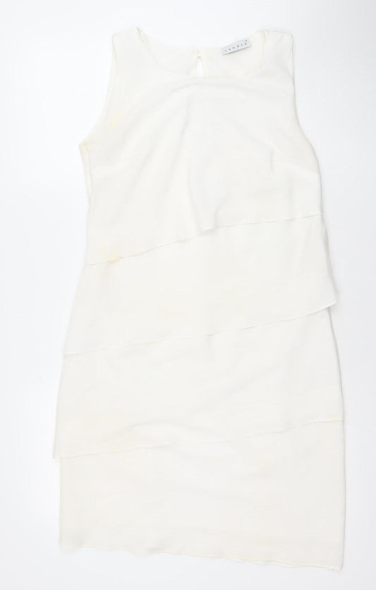 Sandre Women’s Ivory Sleeveless Sheath Dress Size 12 Formal