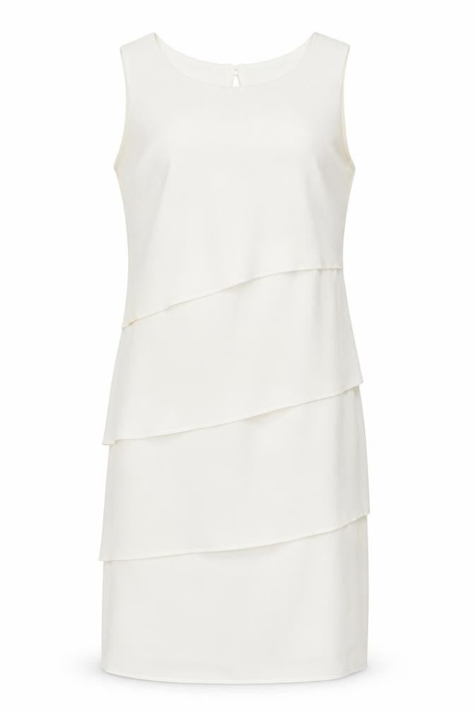 Sandre Women’s Ivory Sleeveless Sheath Dress Size 12 Formal
