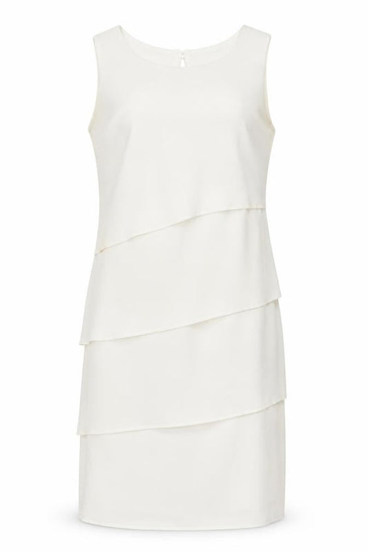 Sandre Women’s Ivory Sleeveless Sheath Dress Size 12 Formal