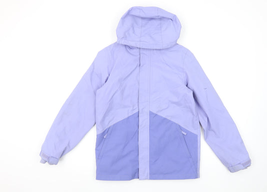 Mountain Warehouse Boys Purple Hooded Rain Coat Jacket 11-12 Years Waterproof