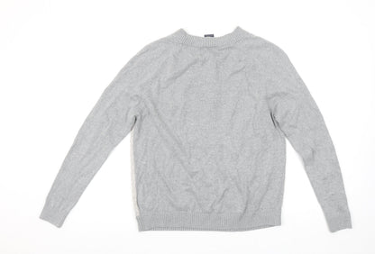Gap Womens Grey Cotton Crew Neck Regular Fit Jumper Size S
