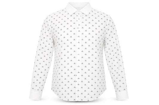 Zara Man White Slim Fit Skull Print Long Sleeve Shirt Size L