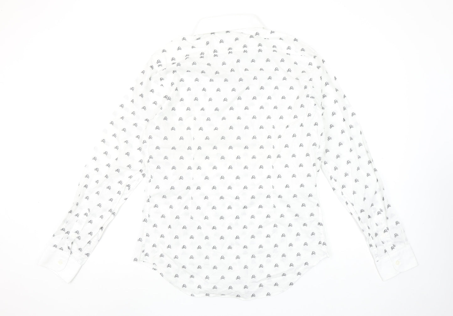 Zara Man White Slim Fit Skull Print Long Sleeve Shirt Size L