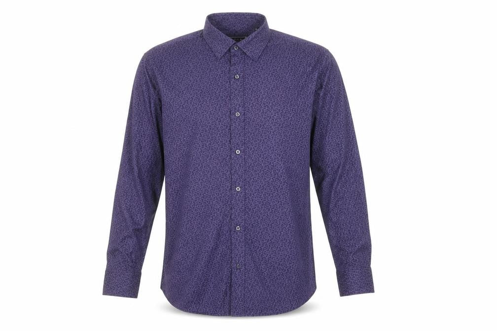 Blazer Men's Purple Floral Cotton Long Sleeve Casual Shirt M