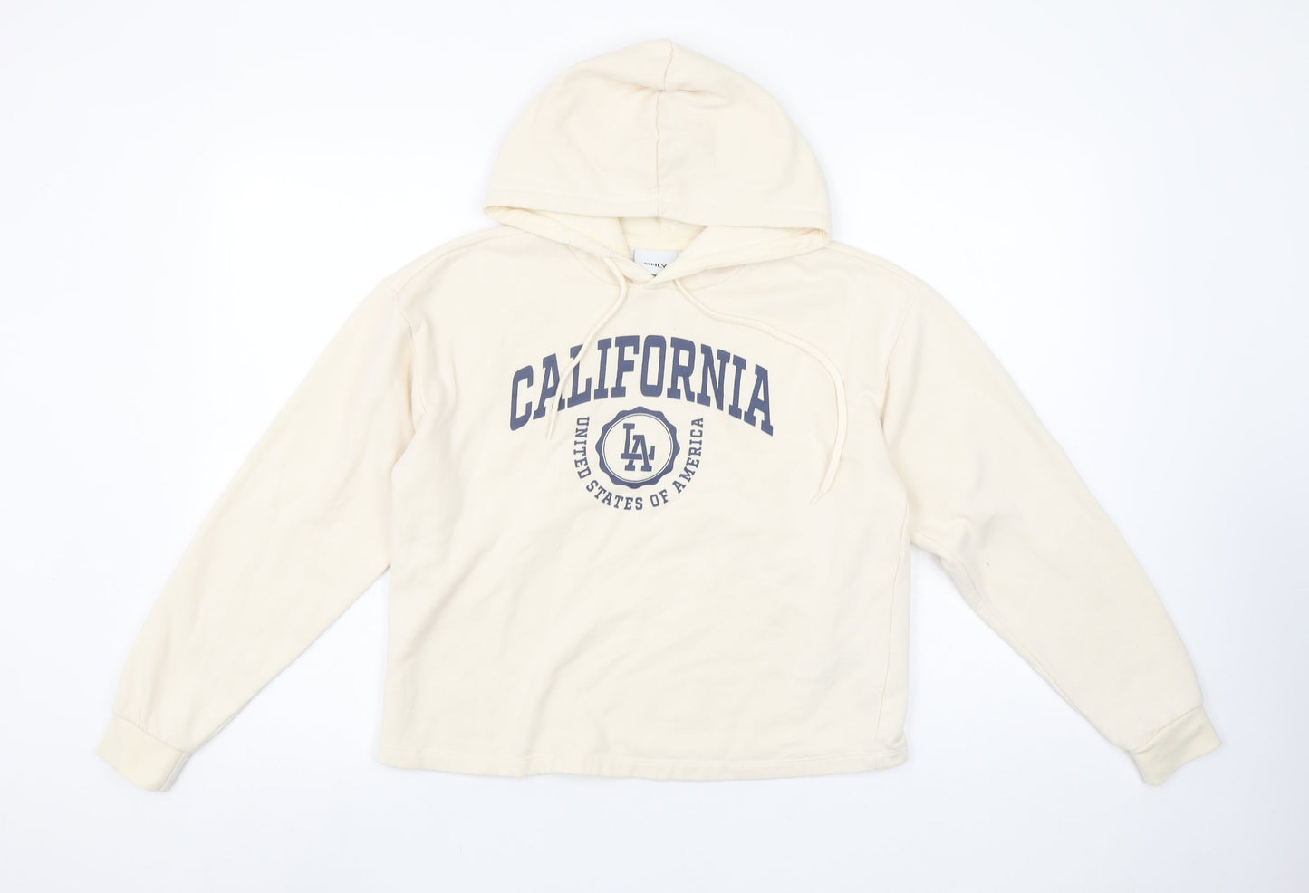 ONLY LIFE Women's Beige California LA Print Pullover Hoodie Size S