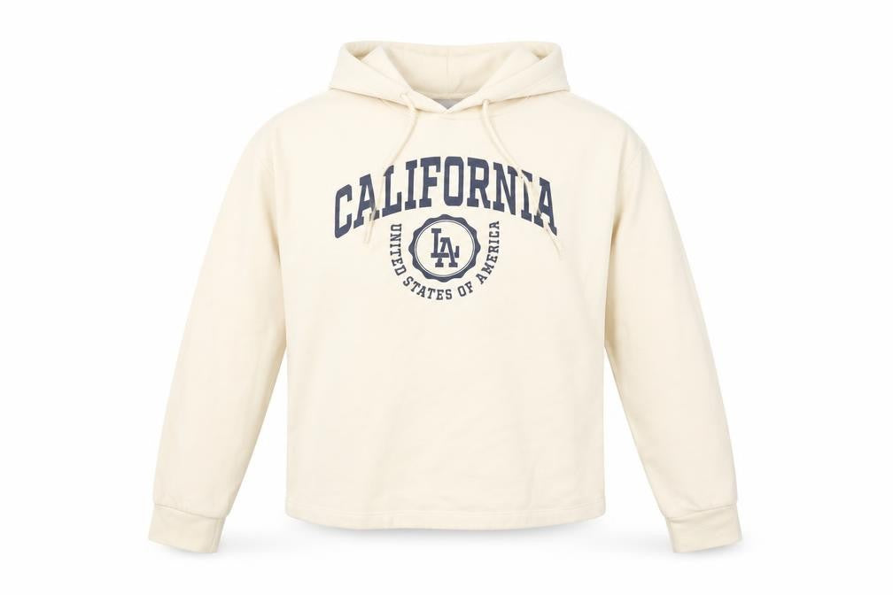 Only LIFE Women's Beige California LA Print Pullover Hoodie Size S