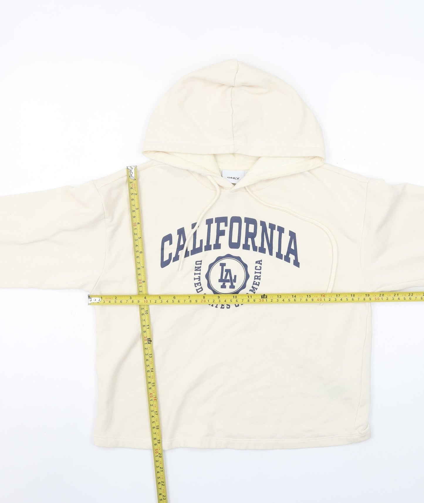 ONLY LIFE Women's Beige California LA Print Pullover Hoodie Size S