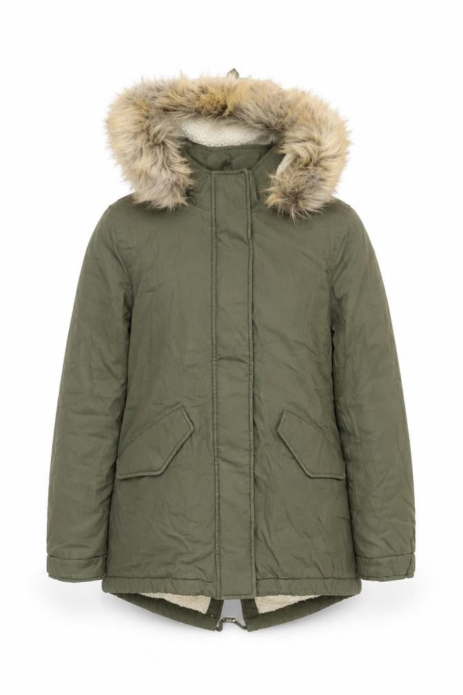 Marks & Spencer Women’s Green Faux Fur Hooded Parka Coat Size S