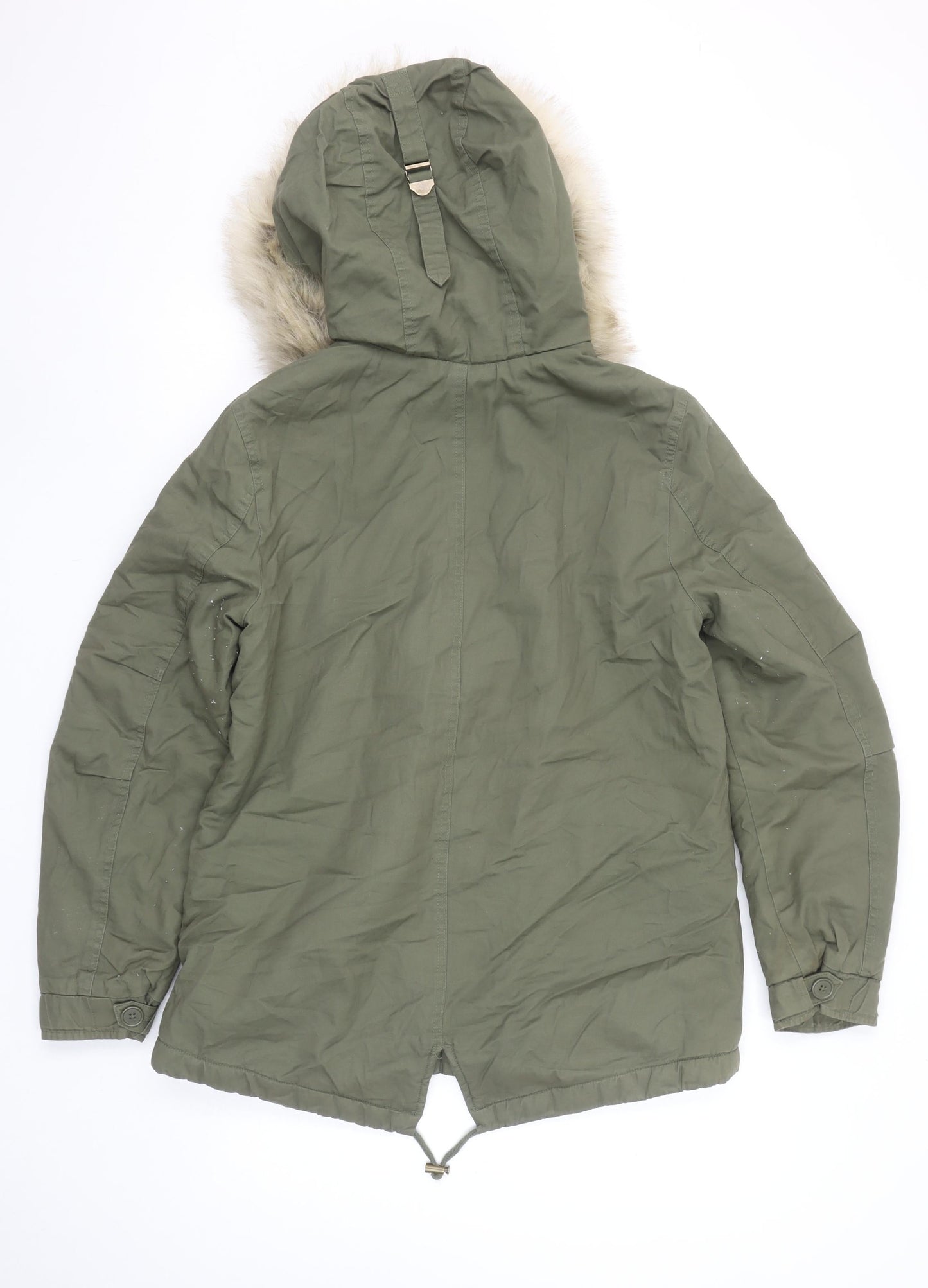 Marks and Spencer Women’s Green Faux Fur Hooded Parka Coat Size S