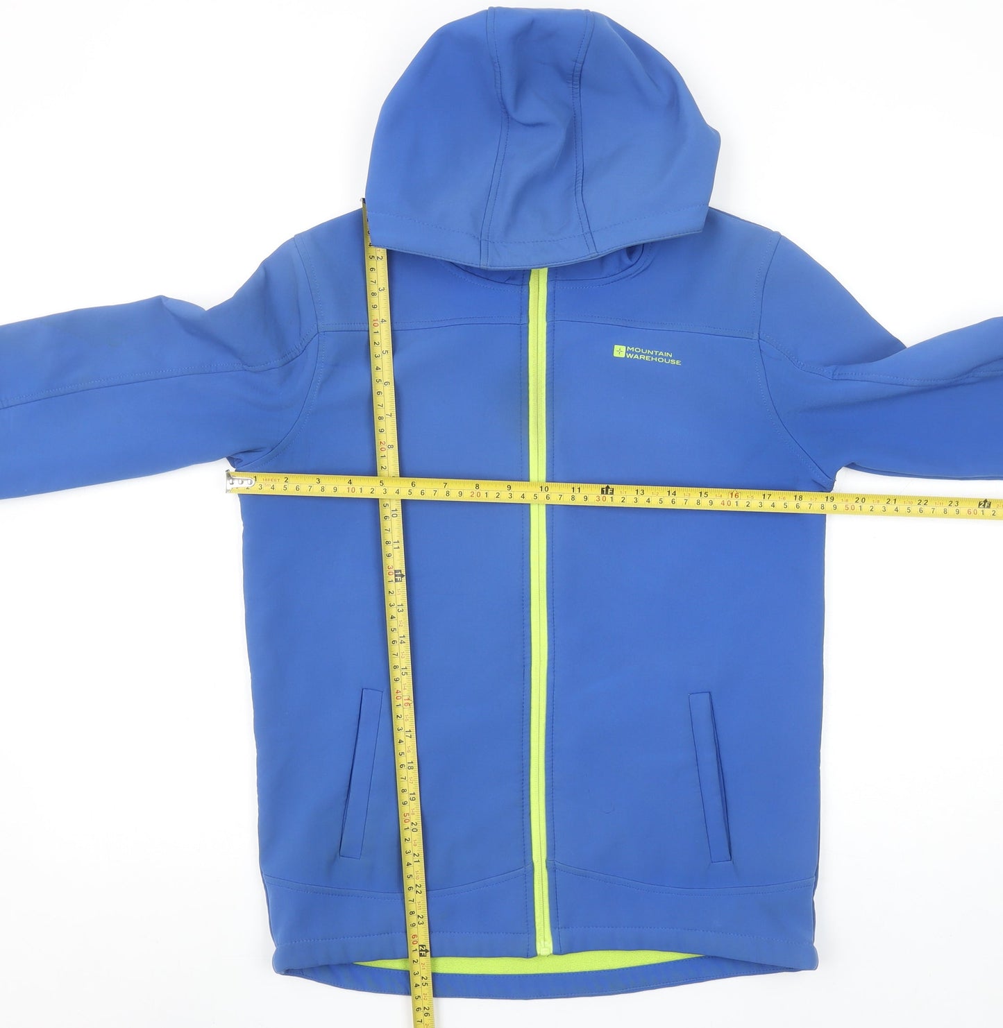Mountain Warehouse Boys Blue Hooded Soft Shell Jacket 13 Years Water Resistant