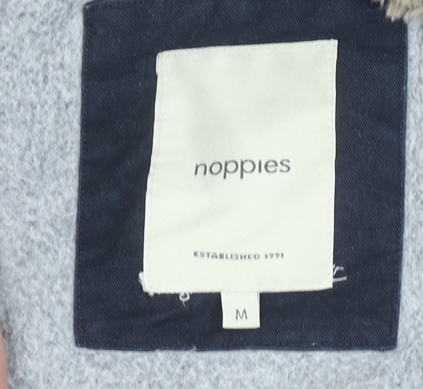 Noppies Women Blue Faux Fur Hooded Parka Coat Size M
