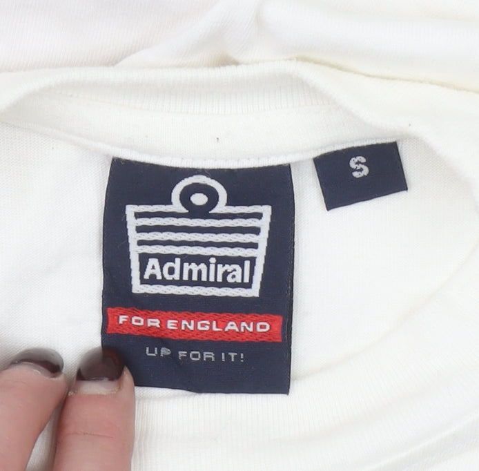 Admiral Men's White England Graphic Cotton T-Shirt Size S