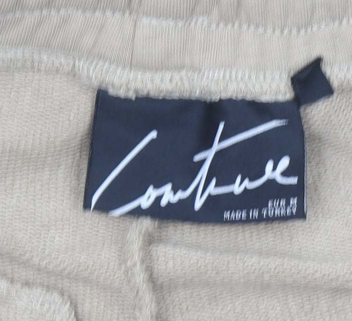 Couture Beige Womens Jogger Trousers M Regular Fit Zip Detail