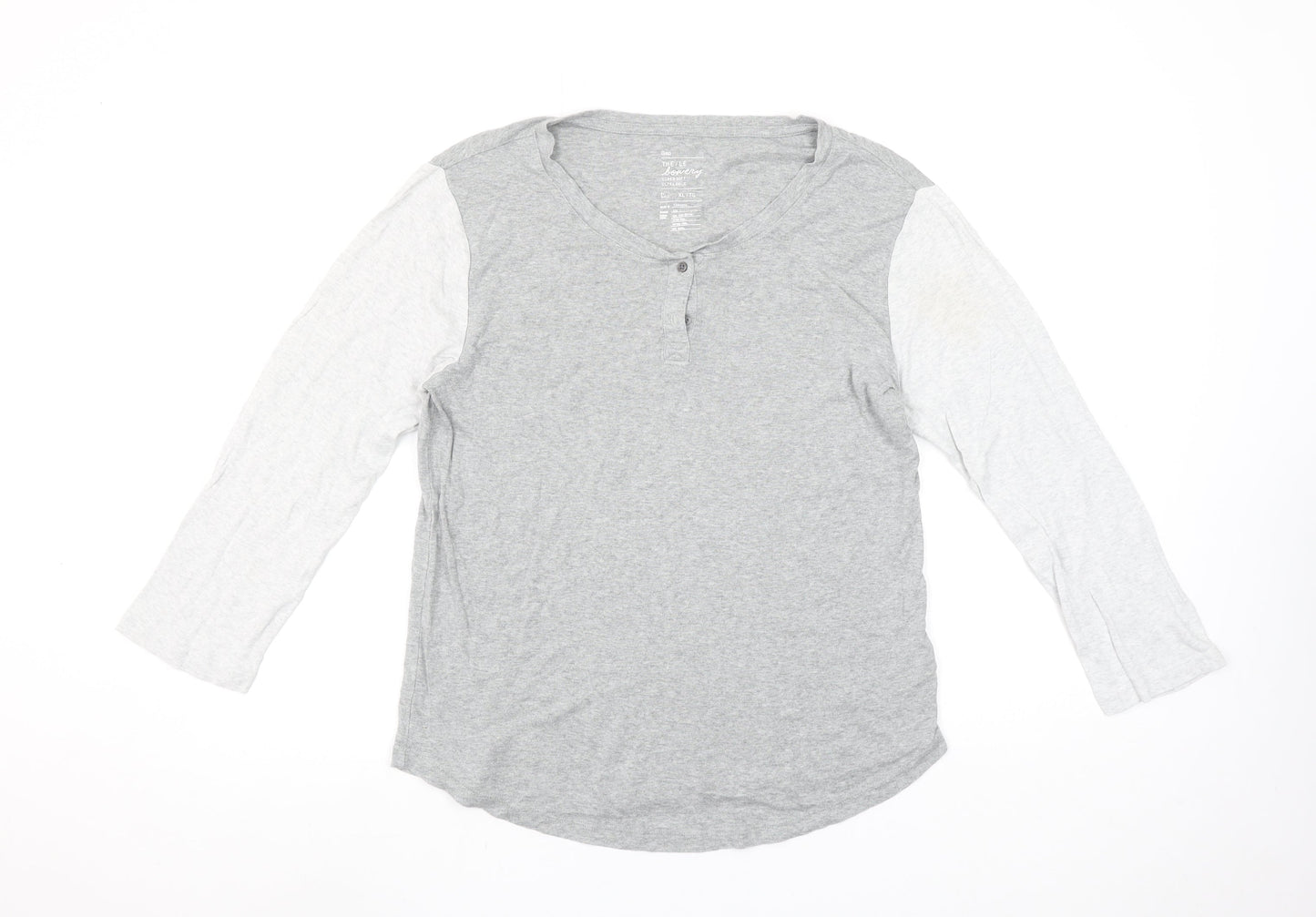 Gap Women's Grey Henley 3/4 Sleeve Cotton Modal T-Shirt XL
