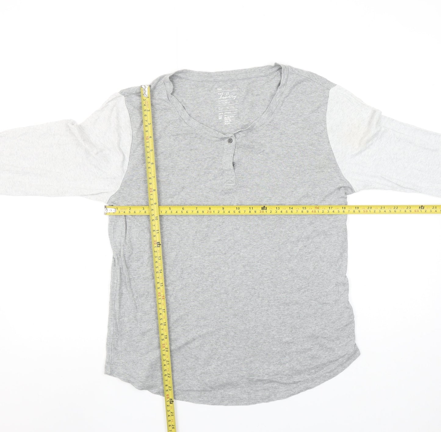 Gap Women's Grey Henley 3/4 Sleeve Cotton Modal T-Shirt XL